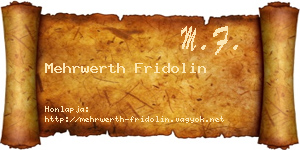 Mehrwerth Fridolin névjegykártya